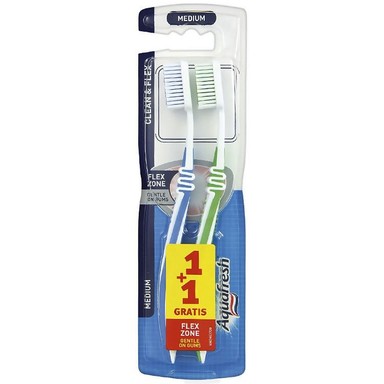 Aquafresh Duo Clean and Flex Medium Четка за зъби х2 броя