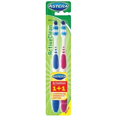Astera Active Clean Четка за зъби medium х2 броя