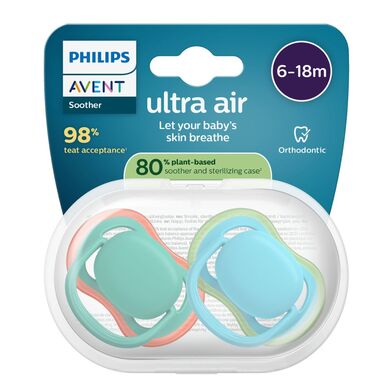 Avent Ultra Air Ортодонтски залъгалки за момче 6-18 месеца х2 броя