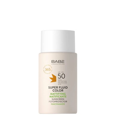 Babe Super Fluid Color Sunscreen Слънцезащитен матиращ тониран флуид SPF50 х50 мл