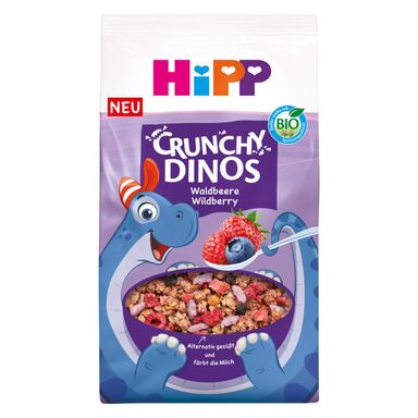 HiPP Био Crunchy Dinos хрупкавo мюсли с горски плодове 3+ години х300 г