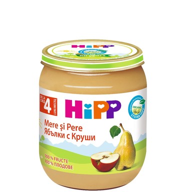 HiPP Био пюре круши с ябълки 4+ месеца х125 г