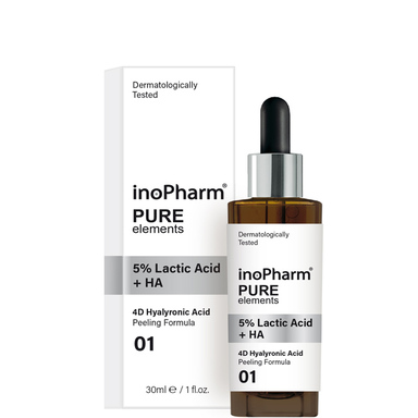 Inopharm Pure Elements Пилинг за лице с 5% млечна и хиалуронова киселина x30 мл