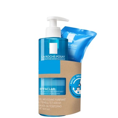 Комплект La Roche-Posay Effaclar Почистваща гел-пяна за мазна кожа х400 мл + Пълнител х400 мл