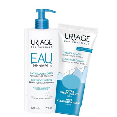Комплект Uriage Eau Thermale Копринен лосион за тяло х500 мл + Почистващ душ крем х200 мл
