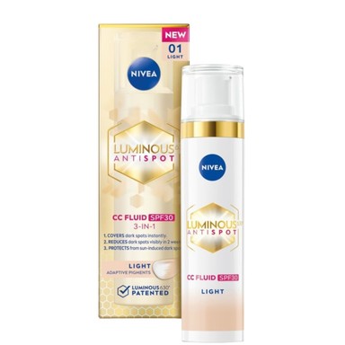 Nivea Cellular Luminous 630 3in1 CC флуид срещу пигментни петна SPF30 светъл нюанс x40 мл