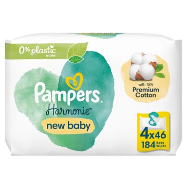 Pampers Harmonie Newborn Бебешки мокри кърпи 4x46 броя