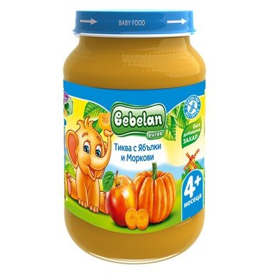 Bebelan-Ovko Пюре с тиква, ябълка и морков 4+ месеца х190 г