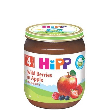 HiPP Био пюре горски плодове с ябълка 4+ месеца х125 г