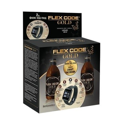 Комплект Flex Code Gold Сироп при ставни заболявания 2х500 мл + Смарт часовник