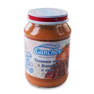 Ganchev Пюре Телешко месо с домати и ориз 4+ месеца х190 г