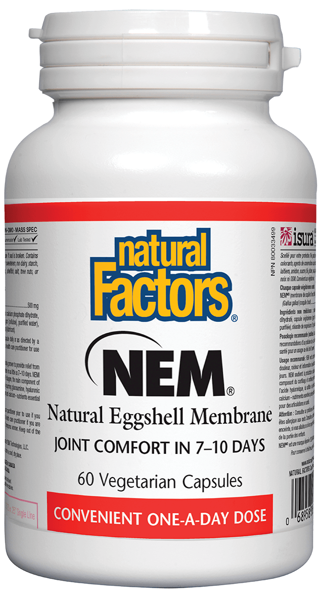 Natural Factors  НЕМ Натурална яйчена мембрана 500 mg  NEM® Natural Eggshell Membrane x 60 капсули