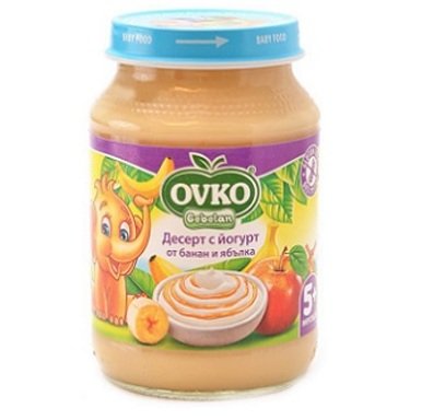 Bebelan-Ovko Плодово пюре банани, ябълки и йогурт 5+ месеца x190 г
