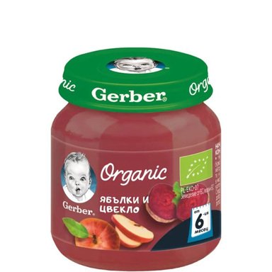 Nestle Gerber Organic Пюре от ябълки и цвекло 6+ месеца х125 г