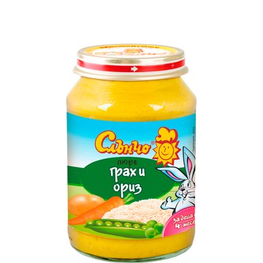 Слънчо Пюре с грах и ориз 4+ месеца х190 г
