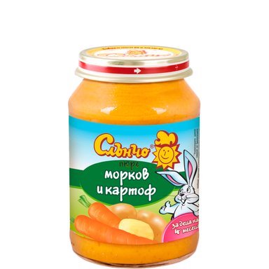 Слънчо Пюре от морков и картоф 4+ месеца х190 г