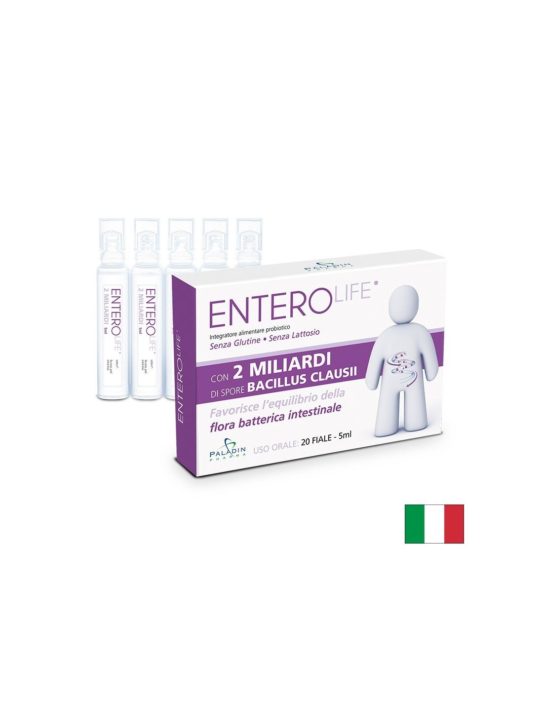 Пробиотик EnteroLife®, 2 млрд. активни пробиотици, 20 флакона х 5 ml