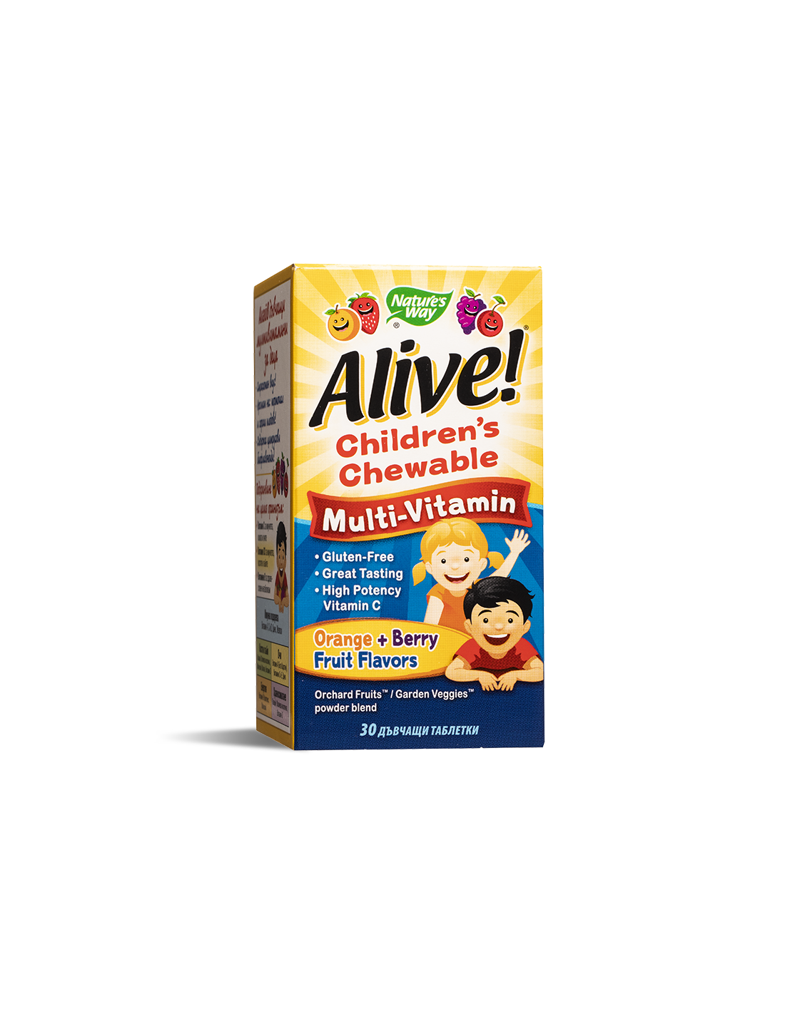 Nature’s Way Alive! Children’s Chewable Multi-Vitamin Алайв! Мултивитамини за деца x 30 дъвчащи таблетки