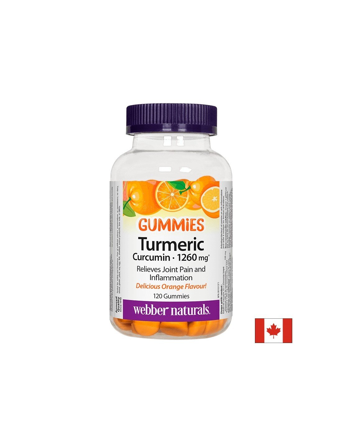 Turmeric Curcumin Gummies / Куркума, 120 желирани таблетки с вкус на портокал Webber Naturals