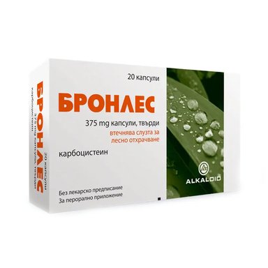 Бронлес за по-лесно отхрачване 375 мг x20 капсули Alkaloid