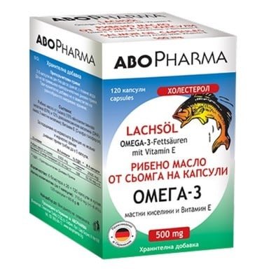 Омега-3 рибено масло от сьомга 500 мг х120 капсули Abopharma
