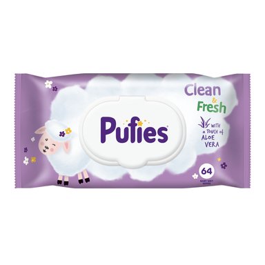 Pufies Clean&Fresh Мокри кърпички с алое вера за бебета х64 броя